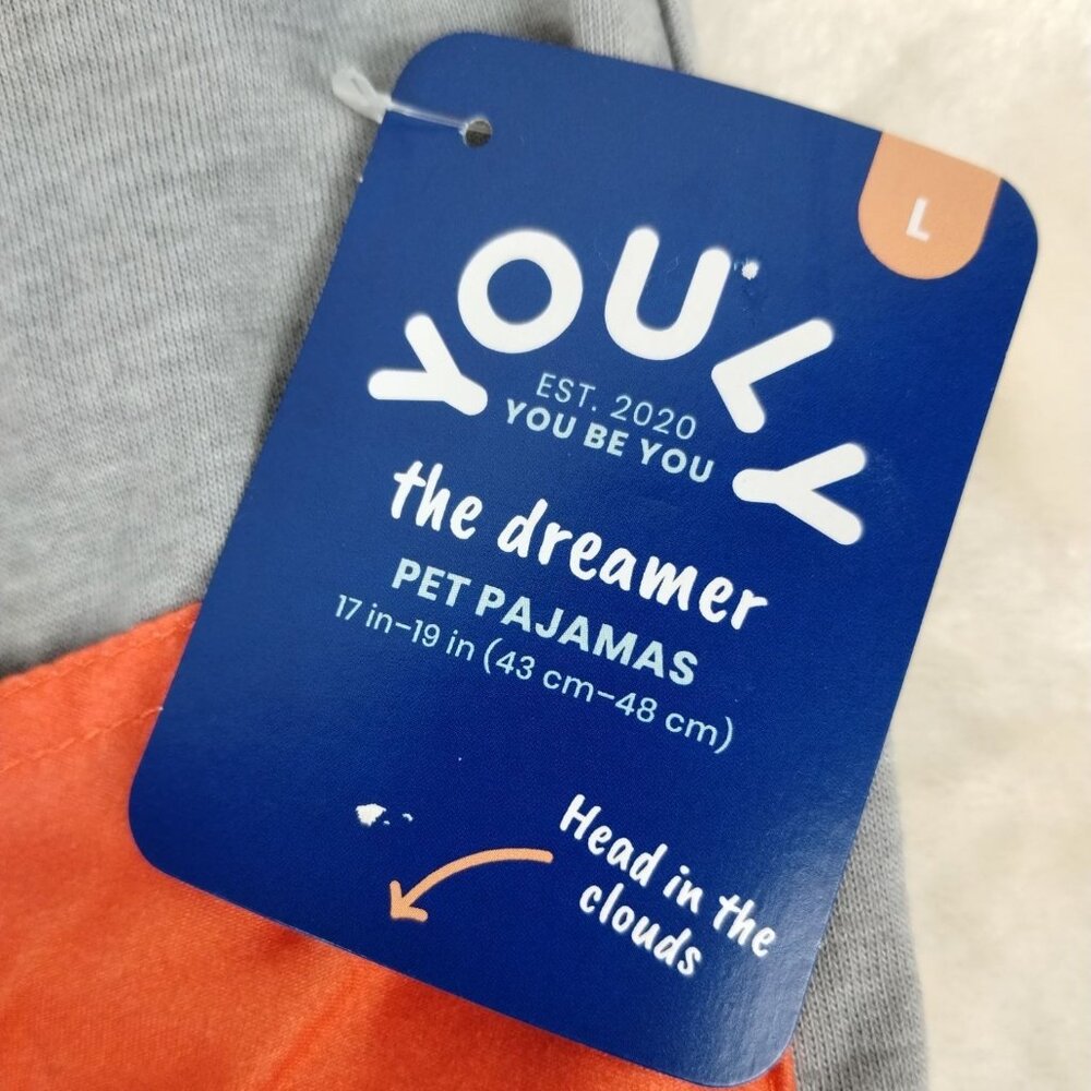 Youly Dreamer Grey and Orange Pocket Pajamas for Large Dogs 17 inches - Picture 4 of 6